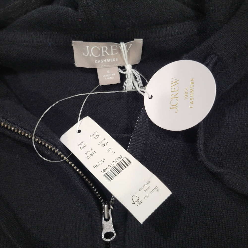 New J Crew Cashmere full-zip sweater-hoodie BJ611 Size S $268 Retail - Picture 8 of 8